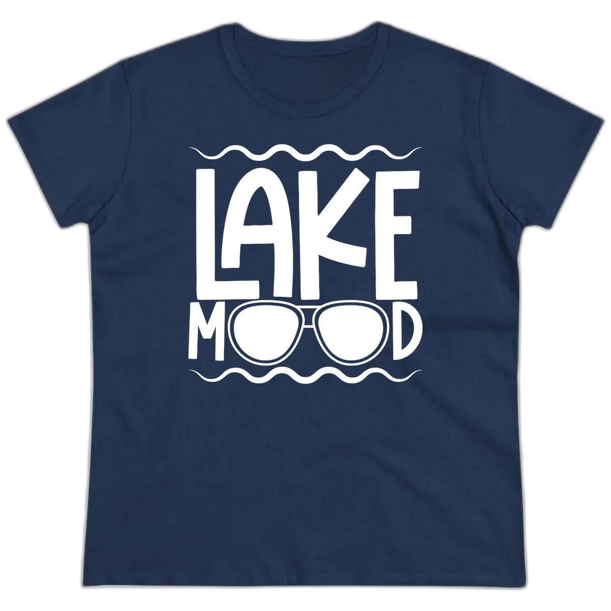 Lake Mood Sunglasses Design Ladies Tee in Navy