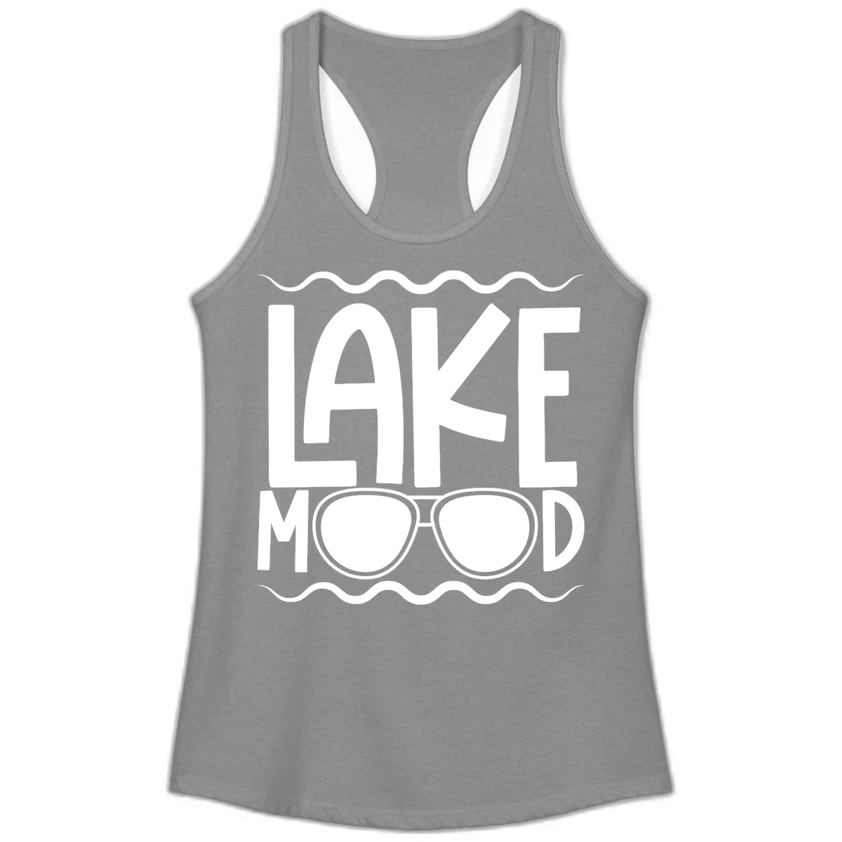 Lake Mood Sunglasses Design Ladies Tank in Heather Grey