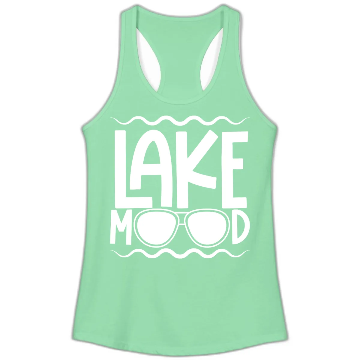 Lake Mood Sunglasses Design Ladies Tank in Solid Mint