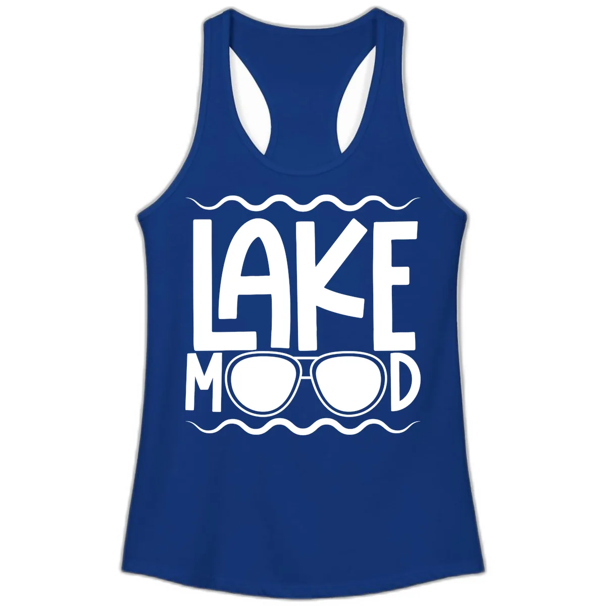 Lake Mood Sunglasses Design Ladies Tank in Solid Royal