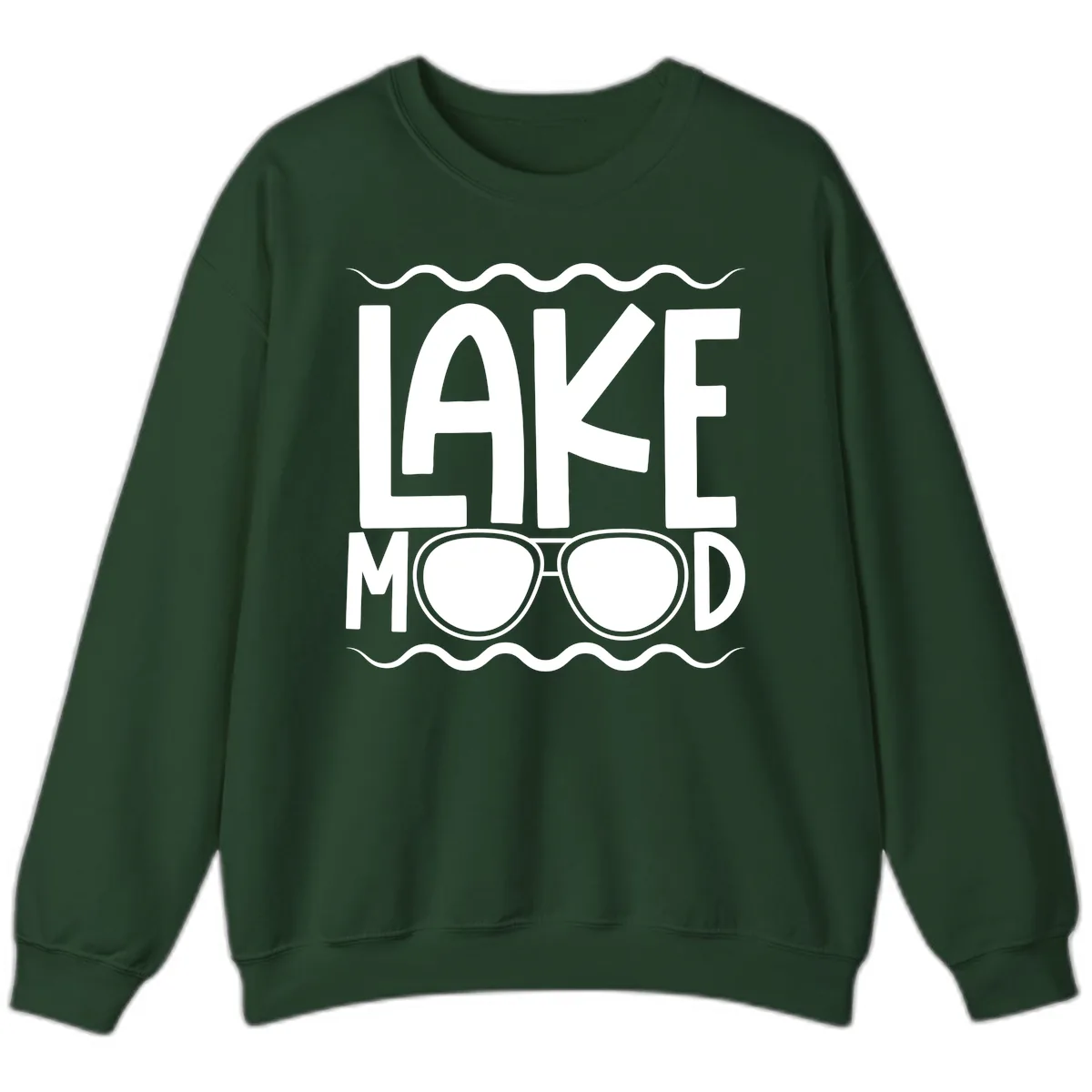 Lake Mood Sunglasses Design Sweatshirt in Forest Green