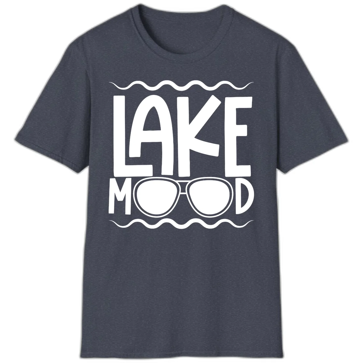 Lake Mood Sunglasses Design T-Shirt in Heather Navy