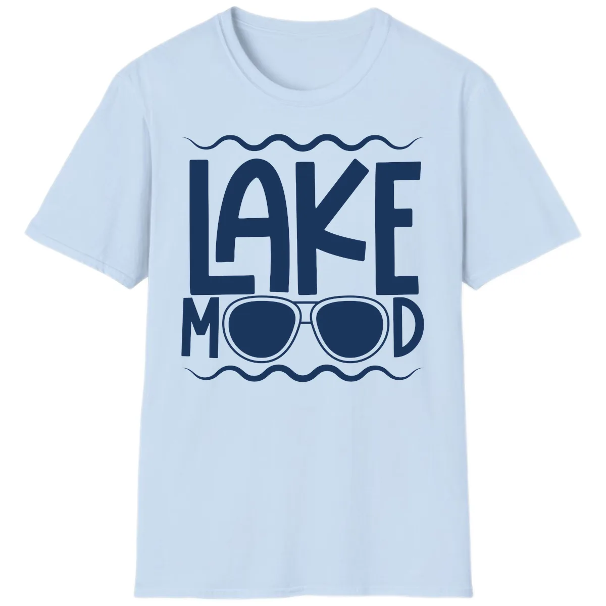Lake Mood Sunglasses Design T-Shirt in Light Blue