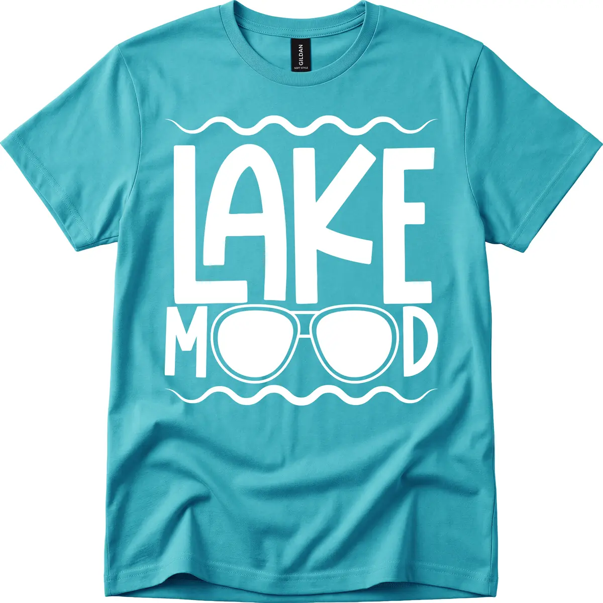 Lake Mood Sunglasses Design T-Shirt in Tropical Blue