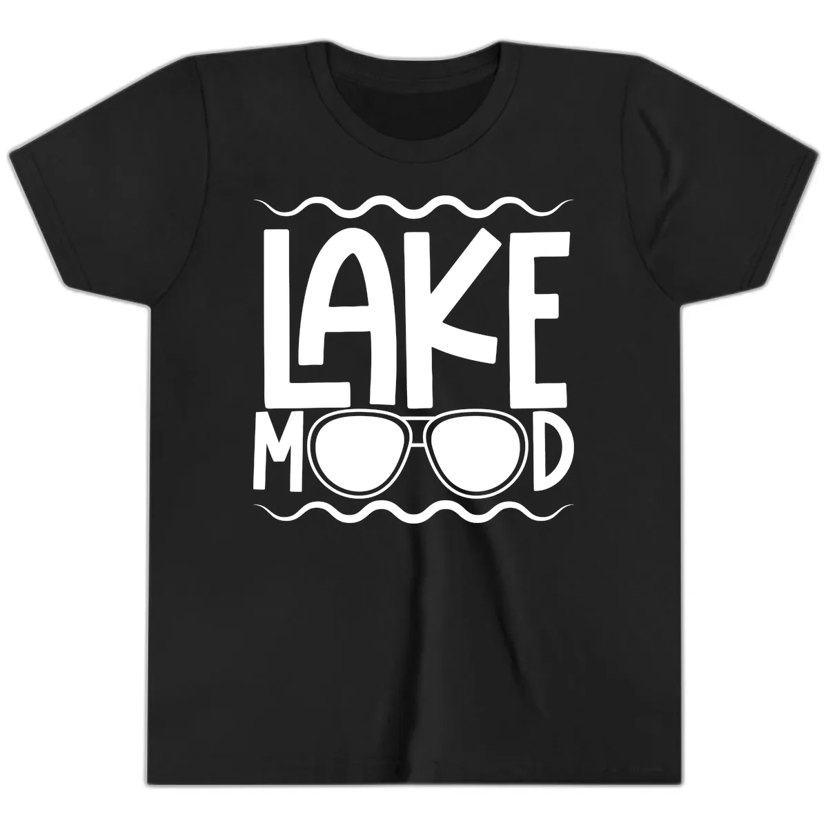 Lake Mood Sunglasses Design Youth T-Shirt in Black