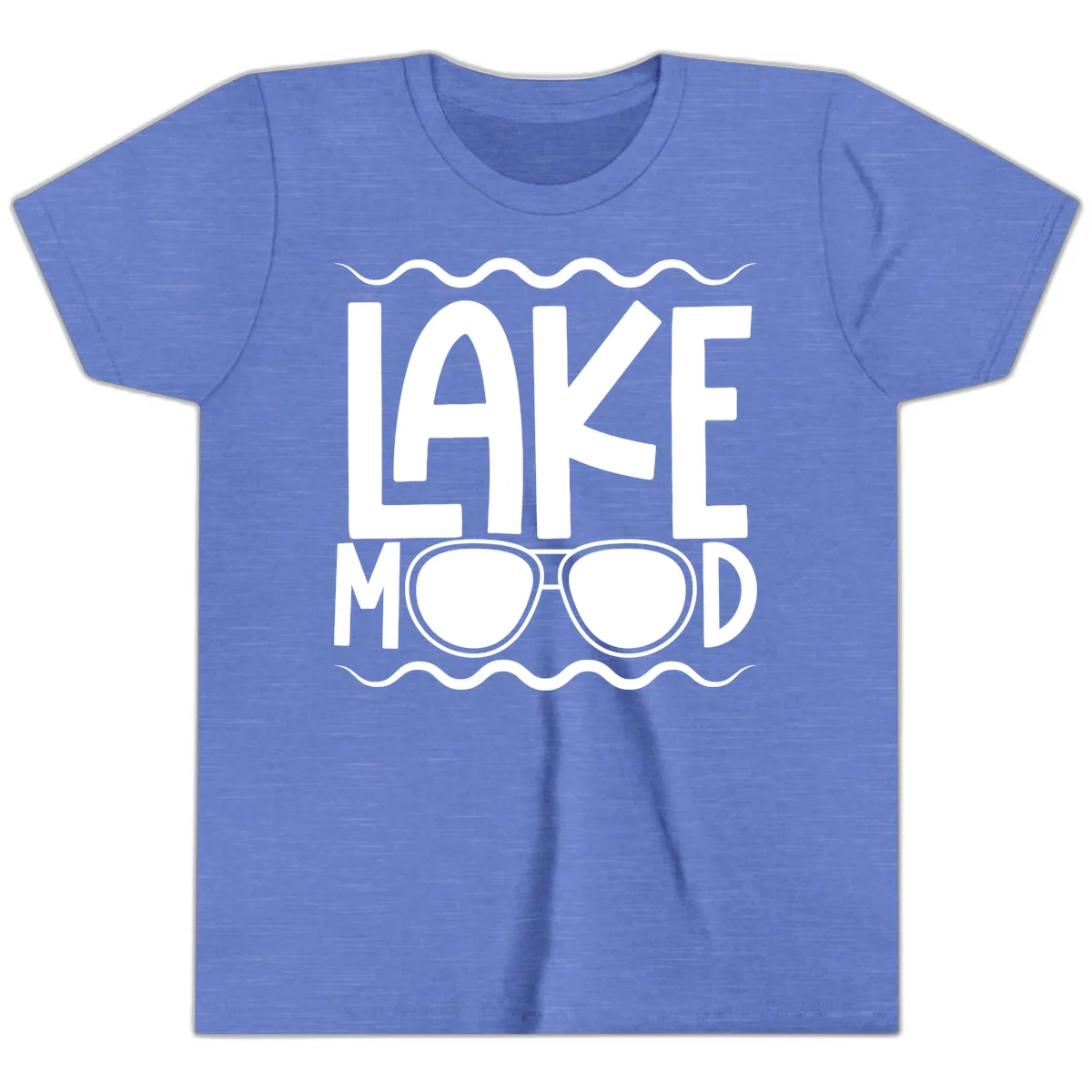 Lake Mood Sunglasses Design Youth T-Shirt in Heather Columbia Blue