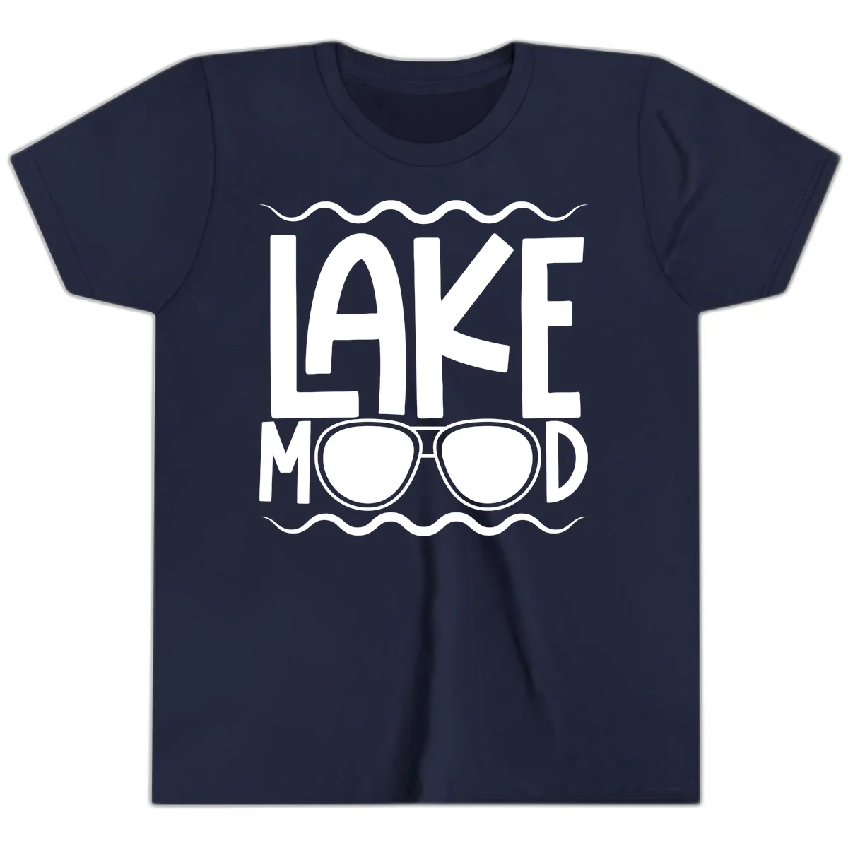 Lake Mood Sunglasses Design Youth T-Shirt in Navy