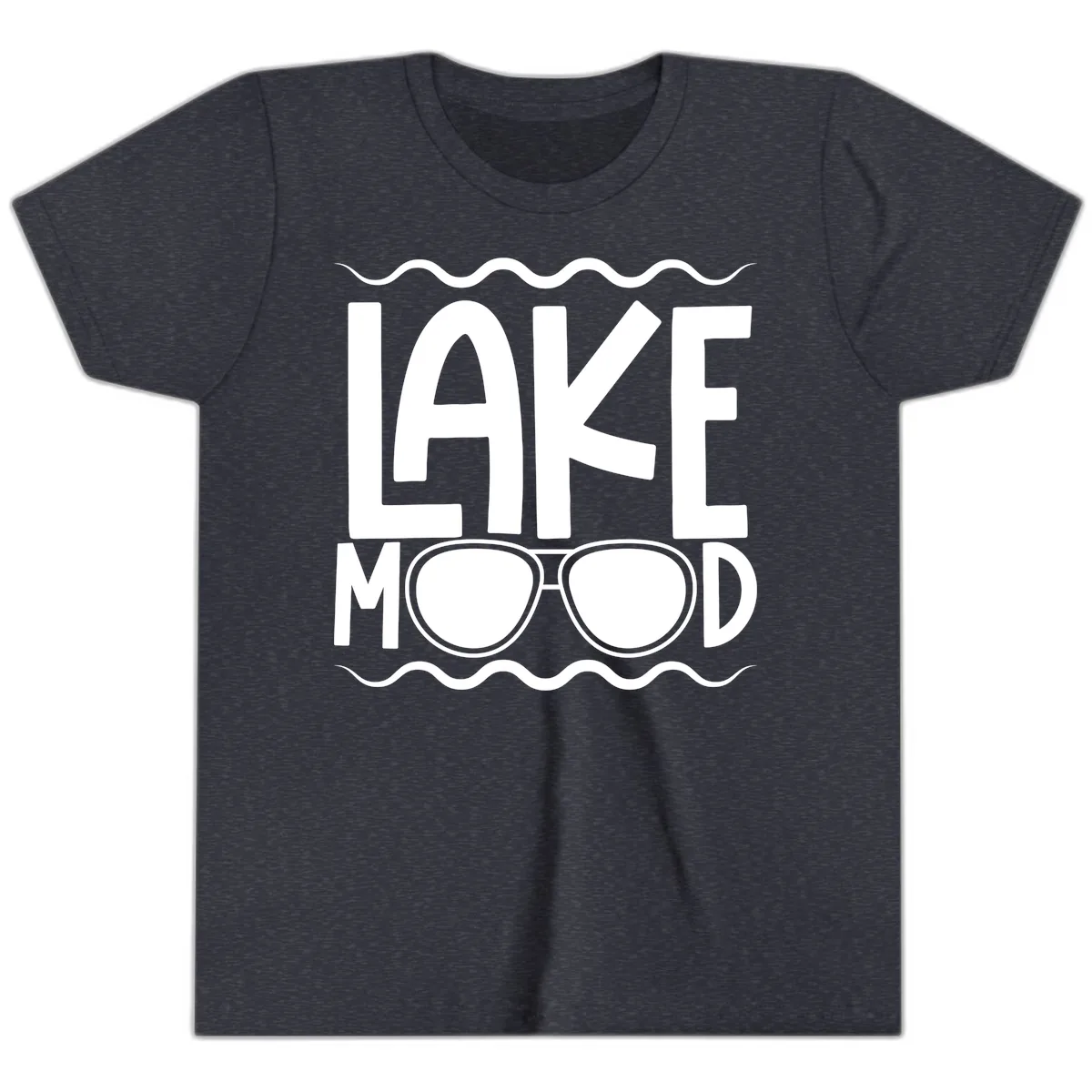 Lake Mood Sunglasses Design Youth T-Shirt in Heather Navy