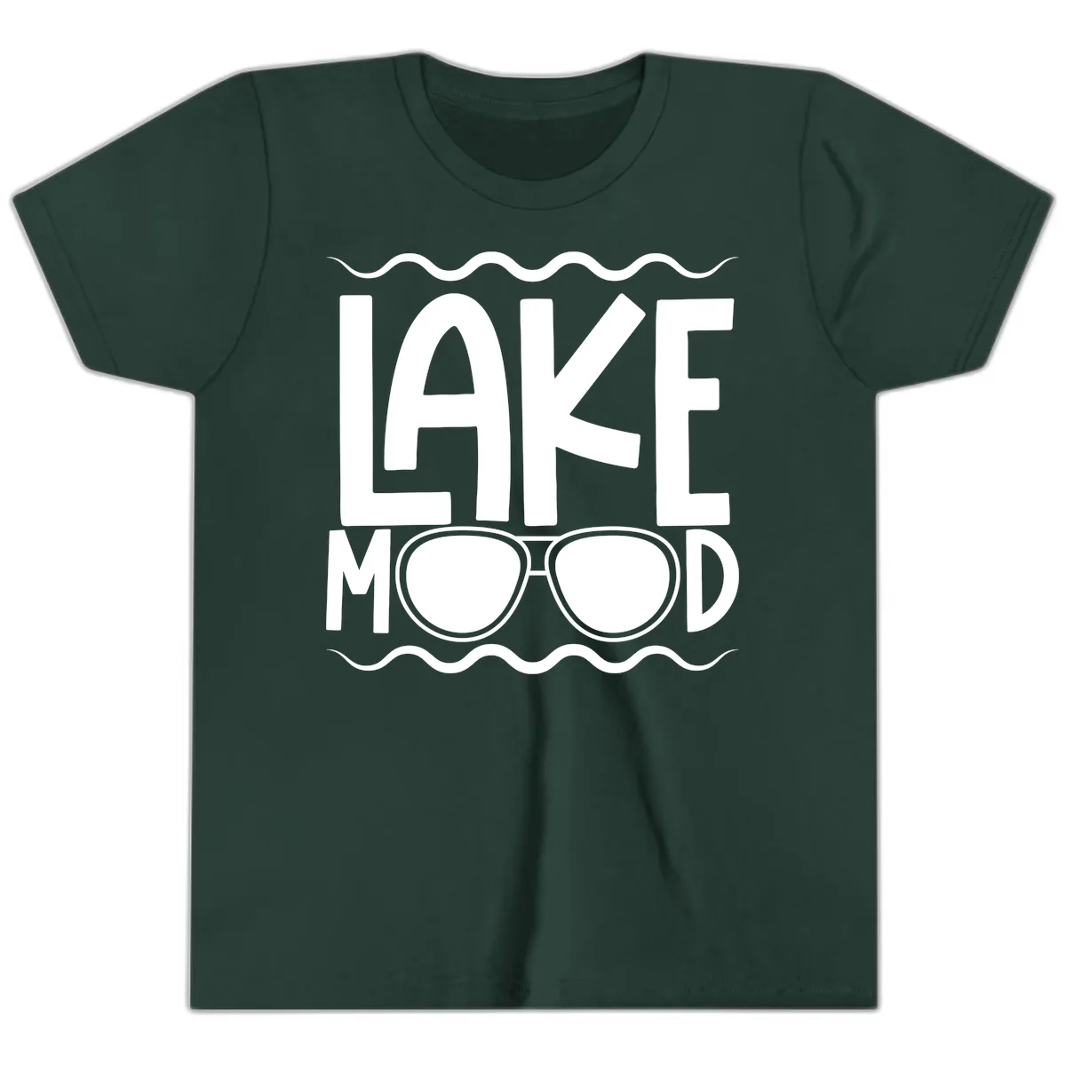Lake Mood Sunglasses Design Youth T-Shirt in Forest
