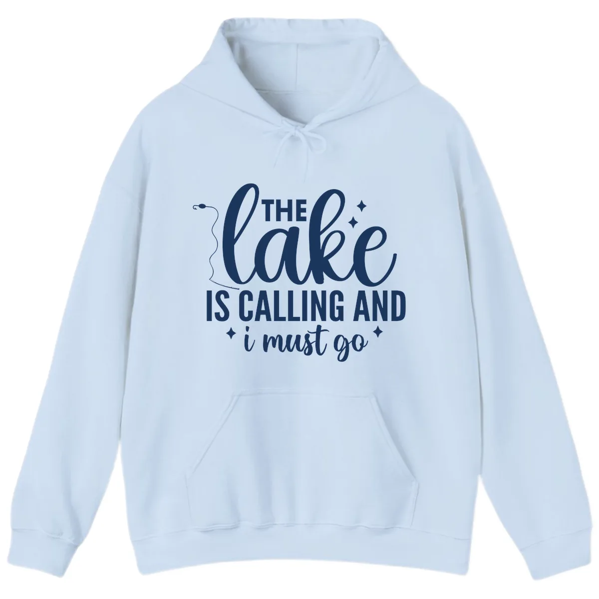 The Lake Is Calling And I Must Go Design Hoodie in Light Blue