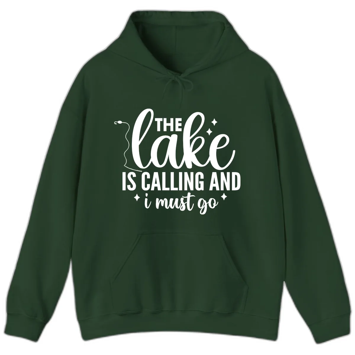The Lake Is Calling And I Must Go Design Hoodie in Forest Green