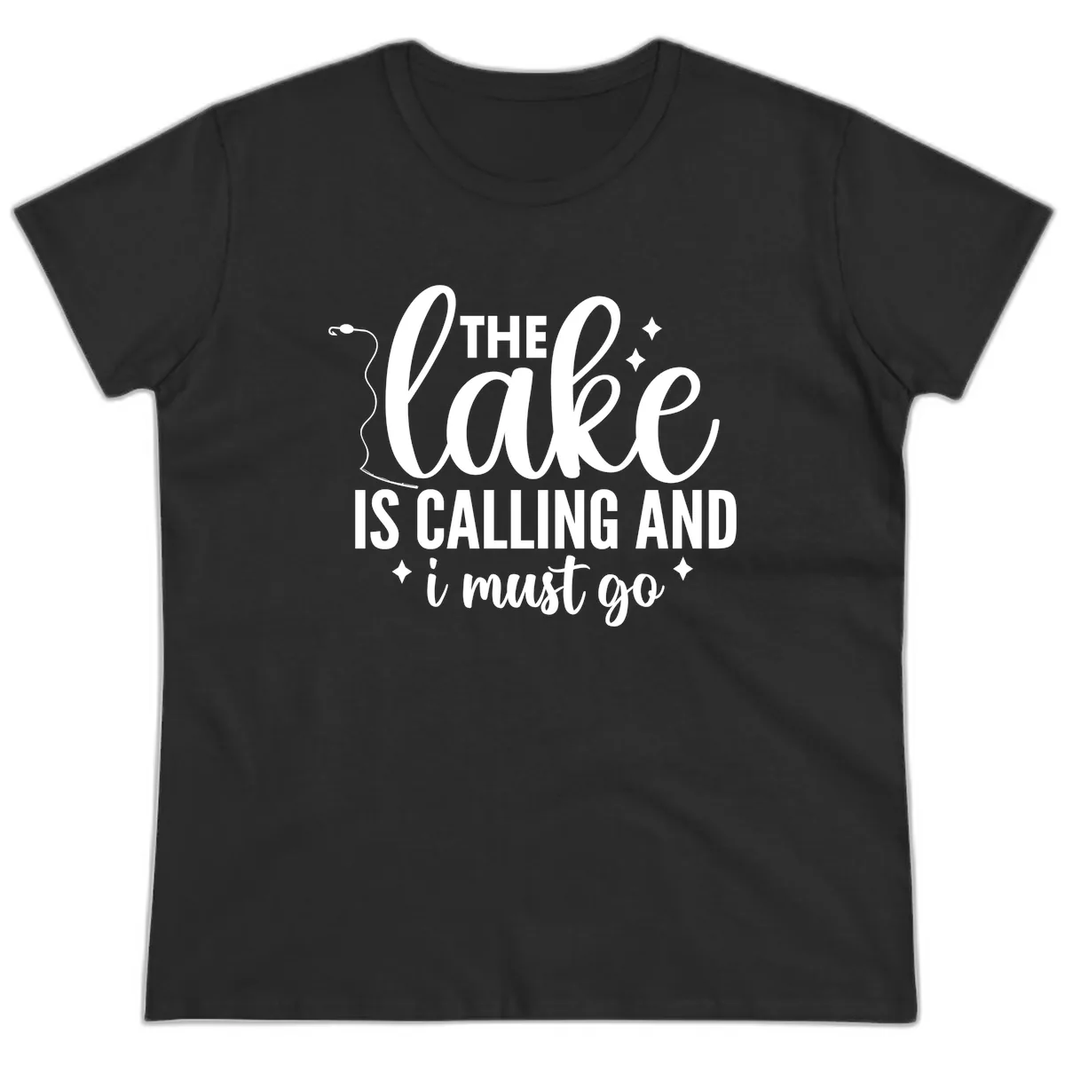 The Lake Is Calling And I Must Go Design Ladies Tee in Black