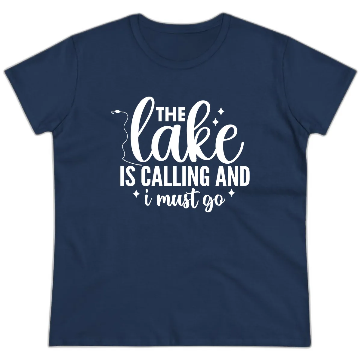 The Lake Is Calling And I Must Go Design Ladies Tee in Navy