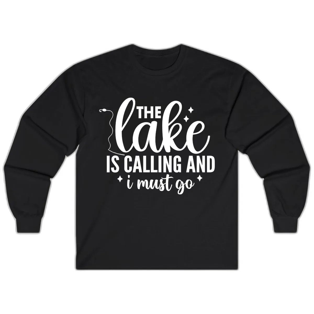 The Lake Is Calling And I Must Go Design Long Sleeve in Black