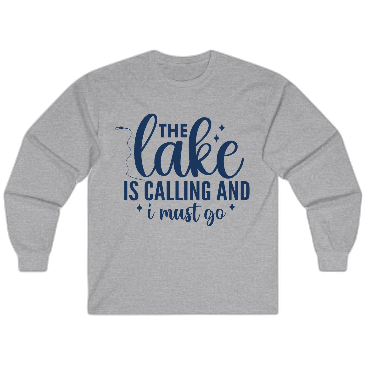 The Lake Is Calling And I Must Go Design Long Sleeve in Sport Grey