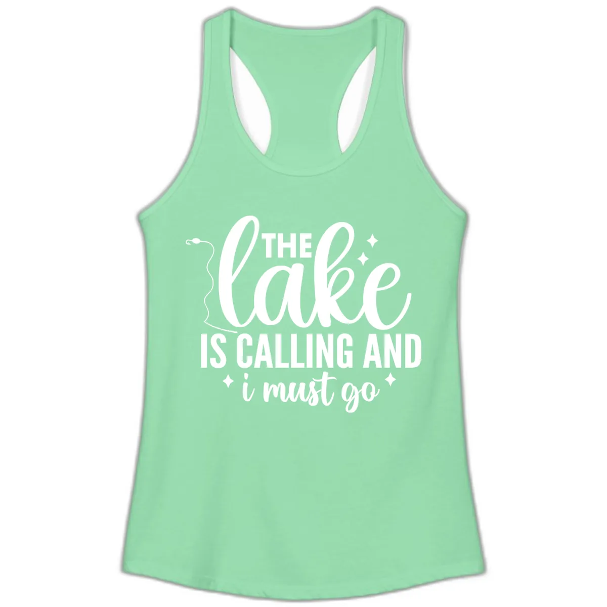 The Lake Is Calling And I Must Go Design Ladies Tank in Solid Mint