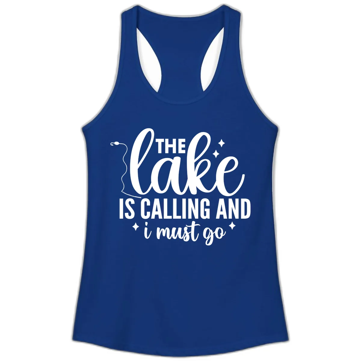 The Lake Is Calling And I Must Go Design Ladies Tank in Solid Royal