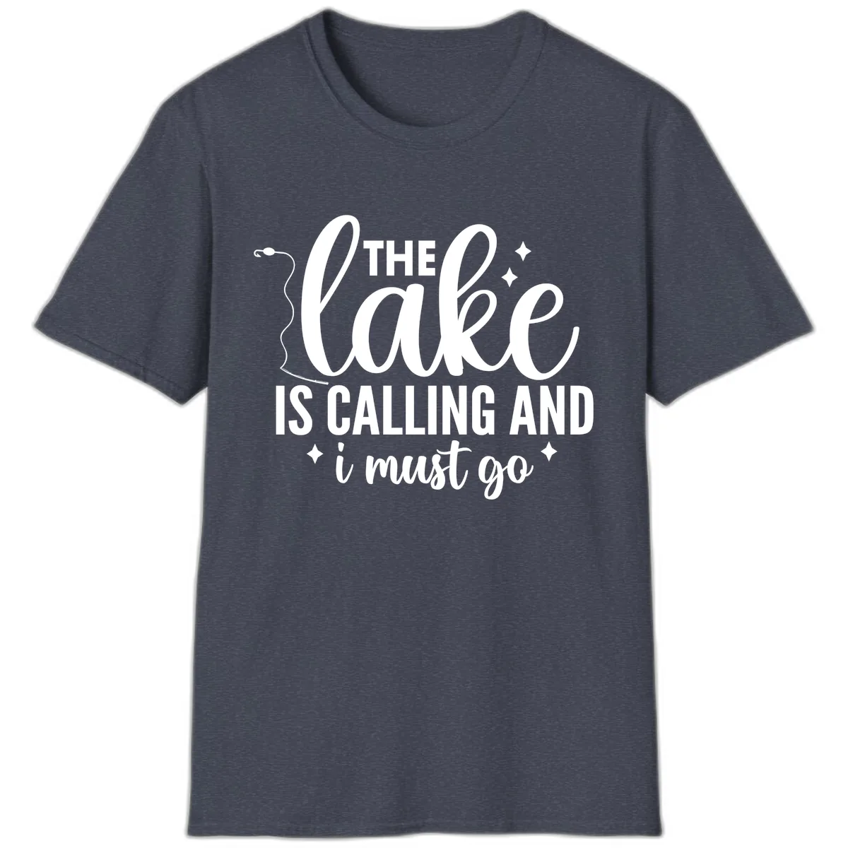 The Lake Is Calling And I Must Go Design T-Shirt in Heather Navy