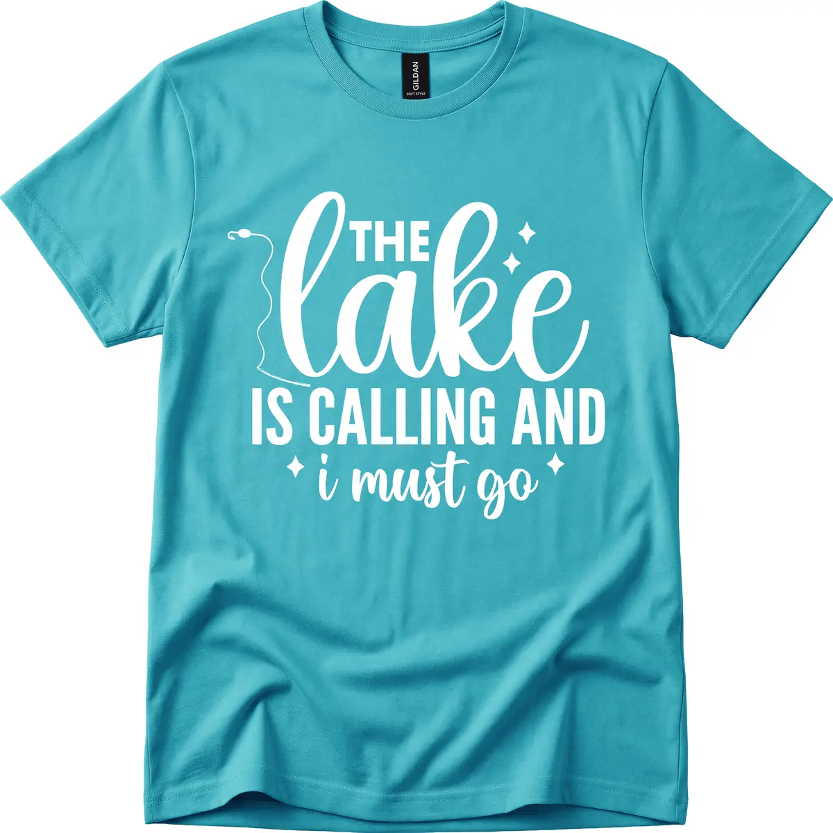 The Lake Is Calling And I Must Go Design T-Shirt in Tropical Blue
