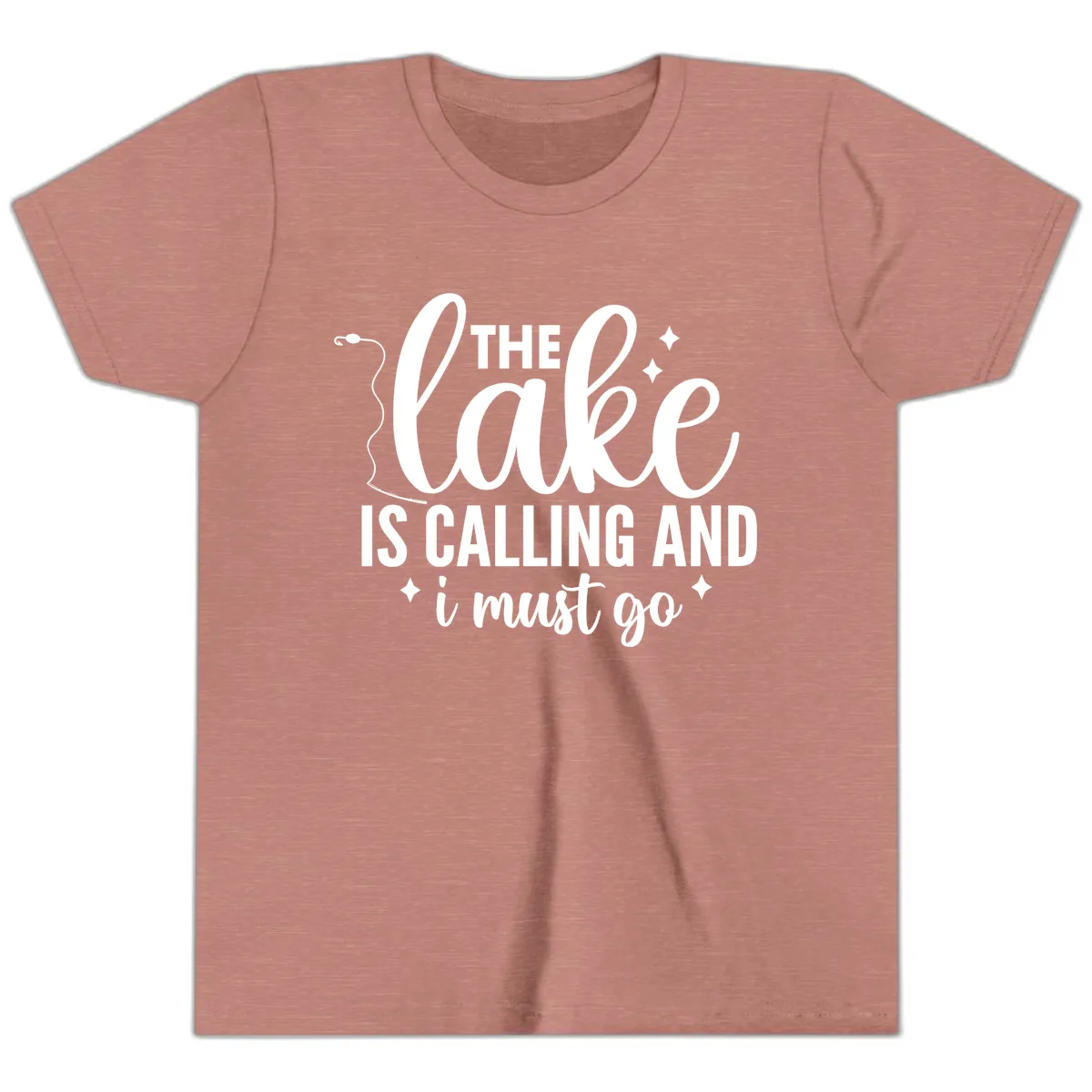 The Lake Is Calling And I Must Go Design Youth T-Shirt in Heather Mauve