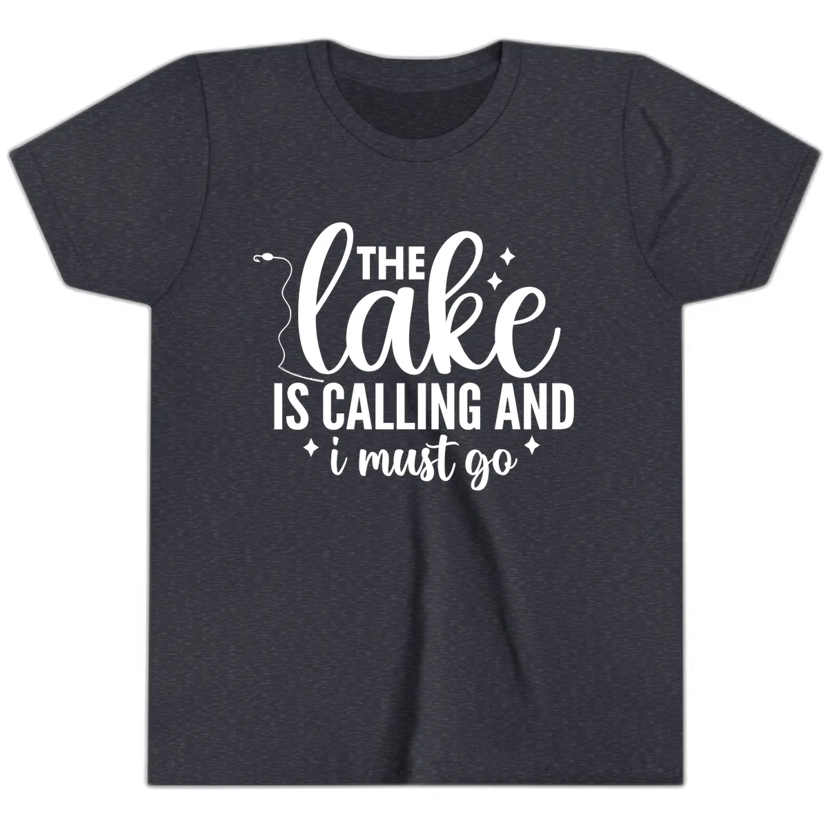 The Lake Is Calling And I Must Go Design Youth T-Shirt in Heather Navy