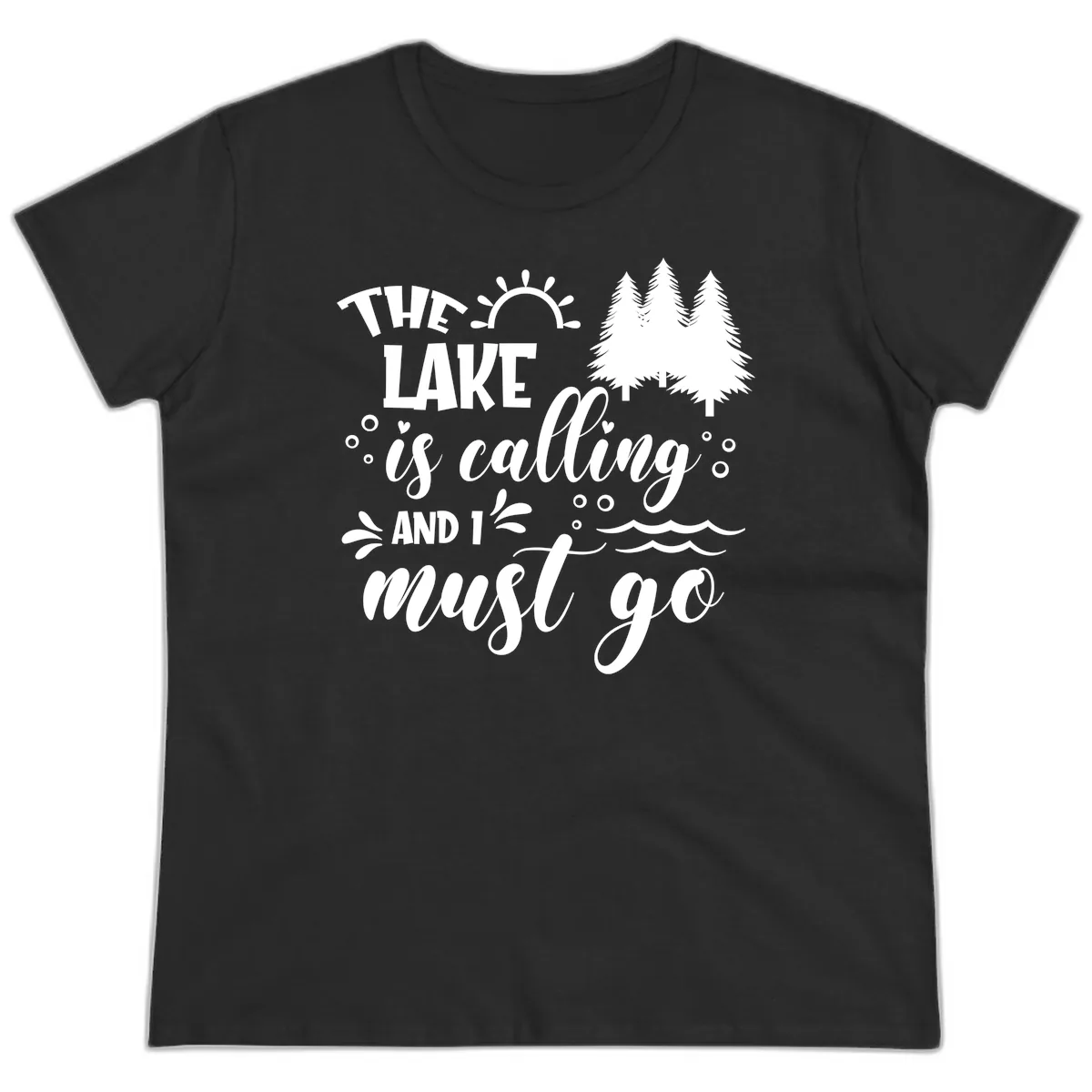 The Lake Is Calling And I Must Go Ladies Tee in Black