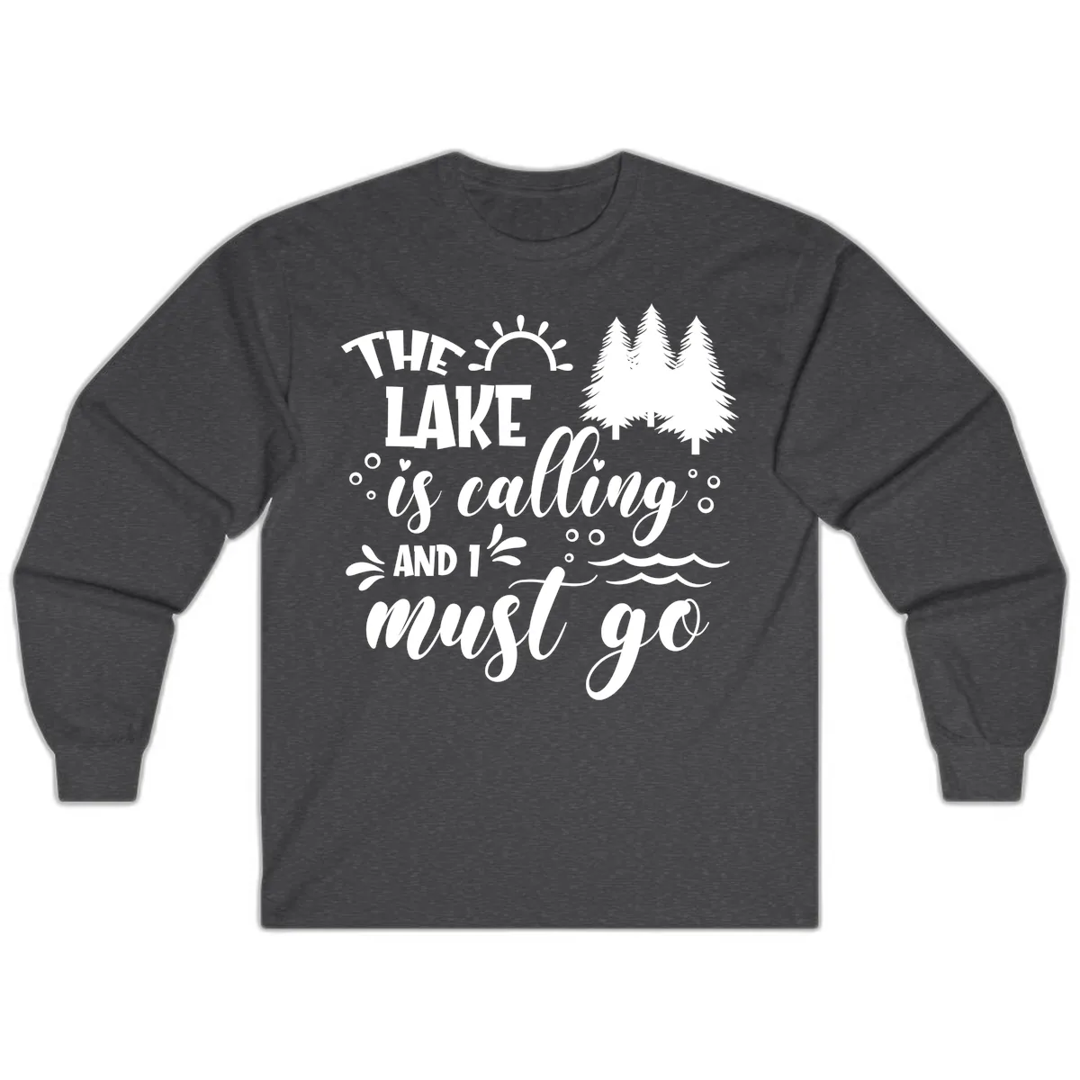 The Lake Is Calling And I Must Go Long Sleeve in Dark Heather