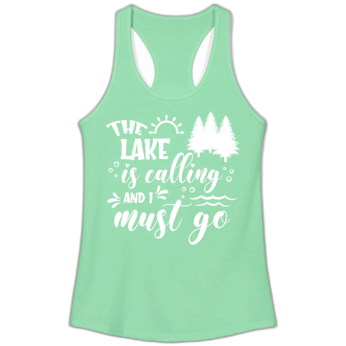 The Lake Is Calling And I Must Go Ladies Tank in Solid Mint