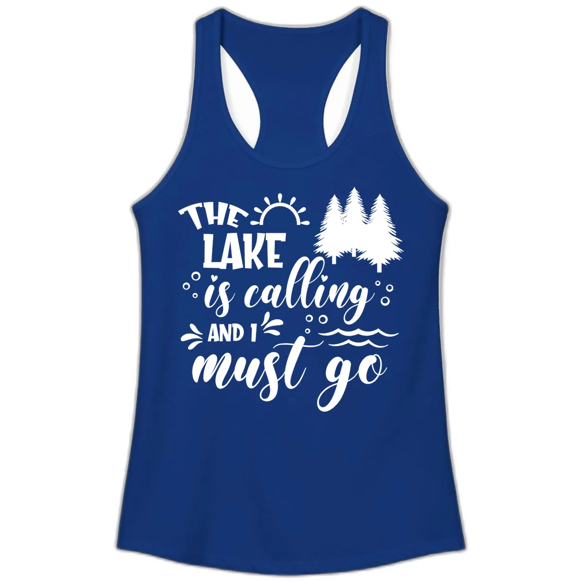 The Lake Is Calling And I Must Go Ladies Tank in Solid Royal