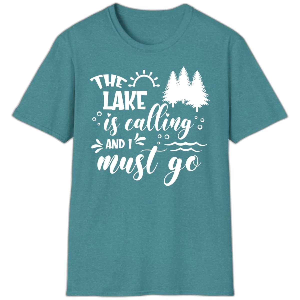 The Lake Is Calling And I Must Go T-Shirt in Heather Galapagos Blue