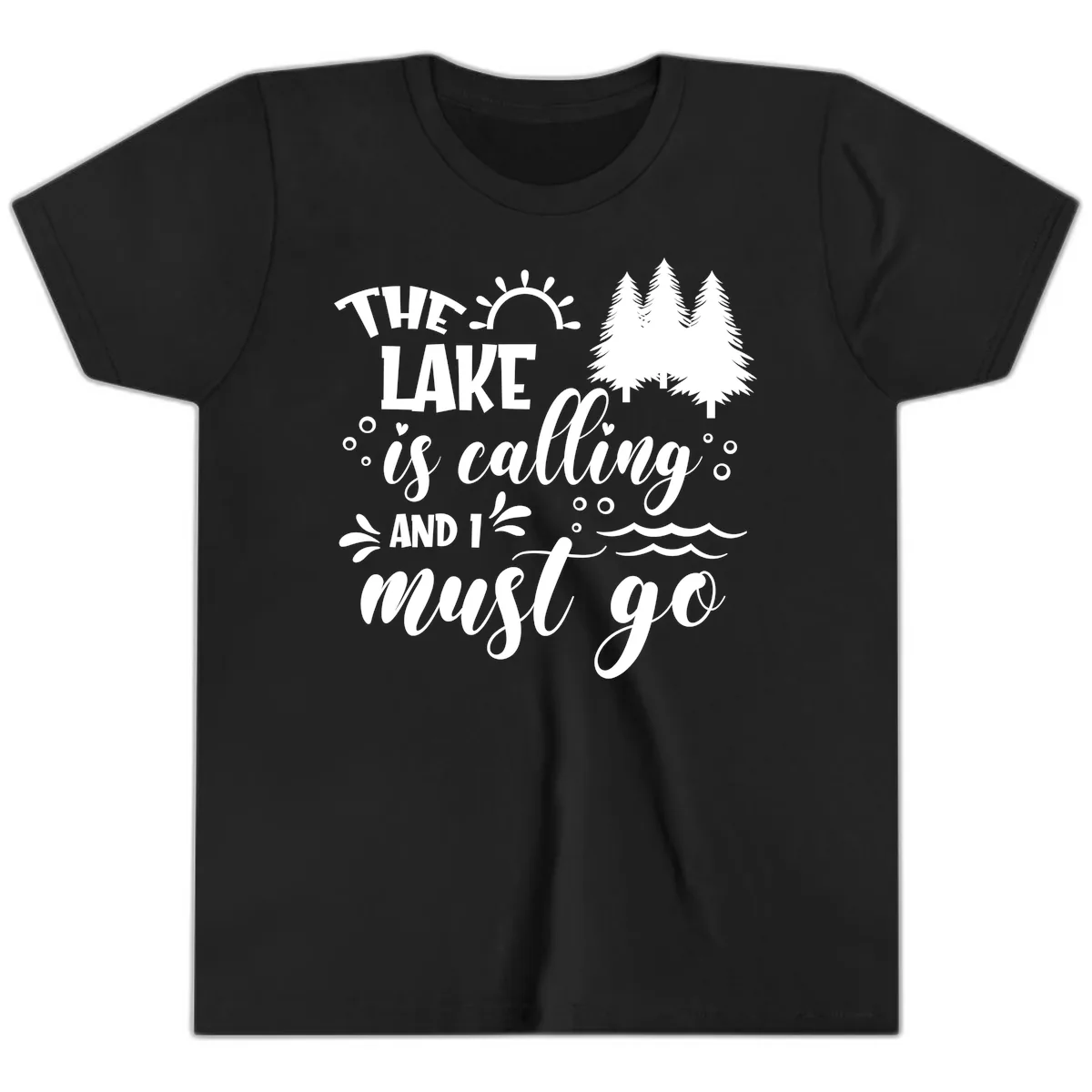The Lake Is Calling And I Must Go Youth T-Shirt in Black