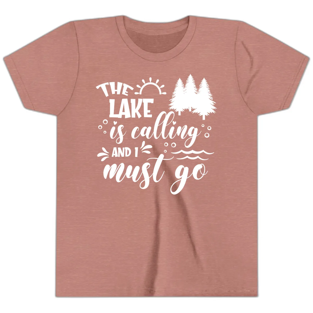The Lake Is Calling And I Must Go Youth T-Shirt in Heather Mauve