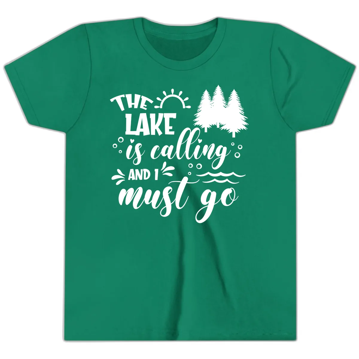 The Lake Is Calling And I Must Go Youth T-Shirt in Kelly