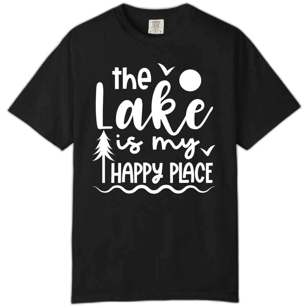 The Lake Is My Happy Place Design Comfort Color in Black