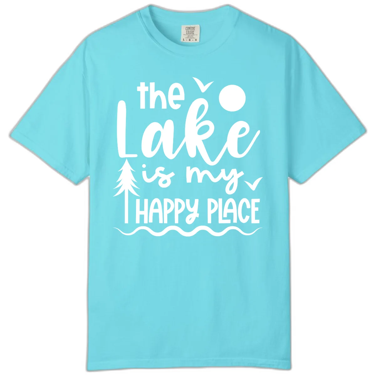 The Lake Is My Happy Place Design Comfort Color in Lagoon Blue