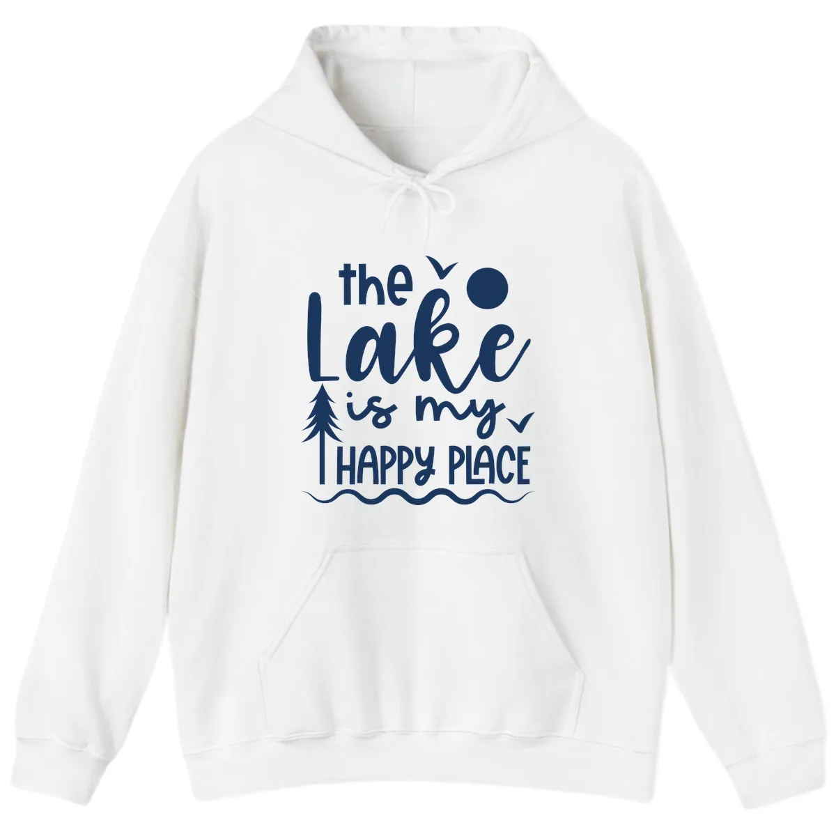 The Lake Is My Happy Place Design Hoodie in White