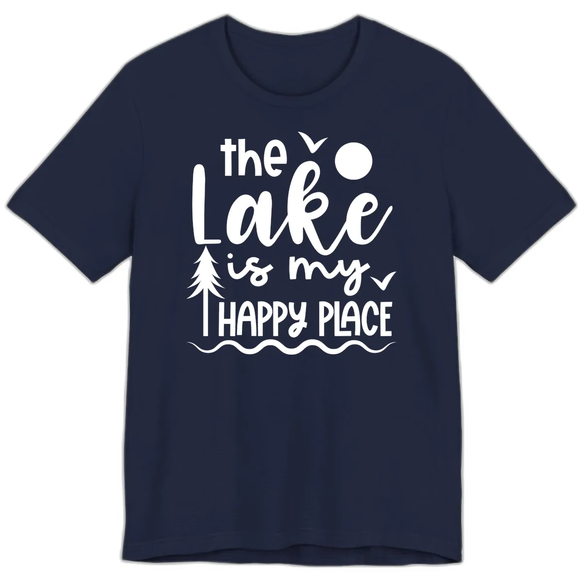 The Lake Is My Happy Place Design Premium T-Shirt in Navy