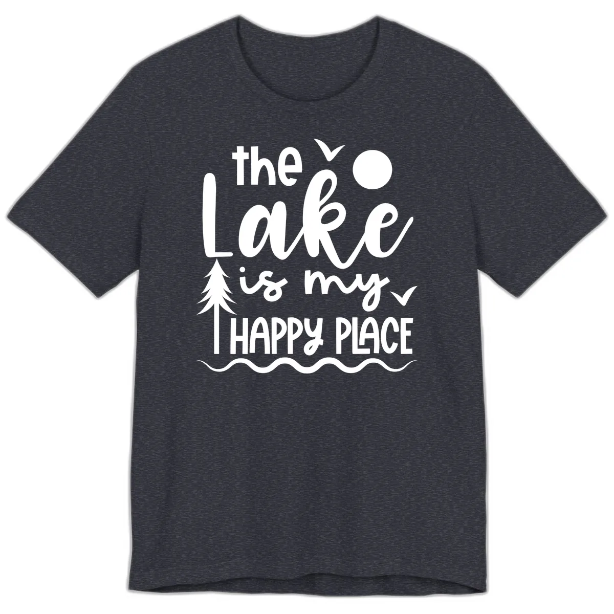 The Lake Is My Happy Place Design Premium T-Shirt in Heather Navy
