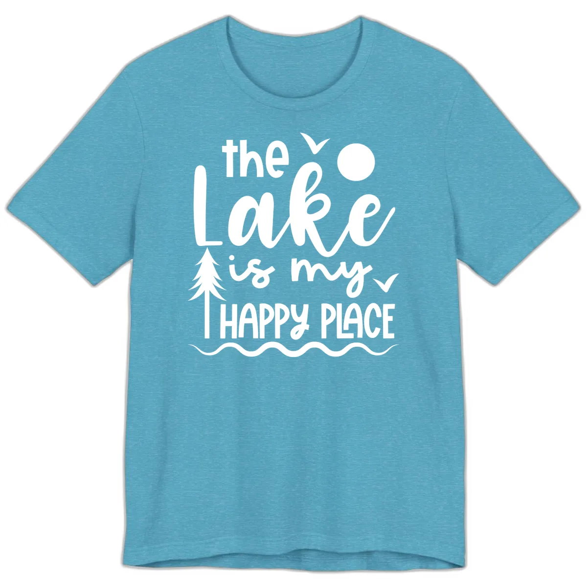 The Lake Is My Happy Place Design Premium T-Shirt in Heather Aqua