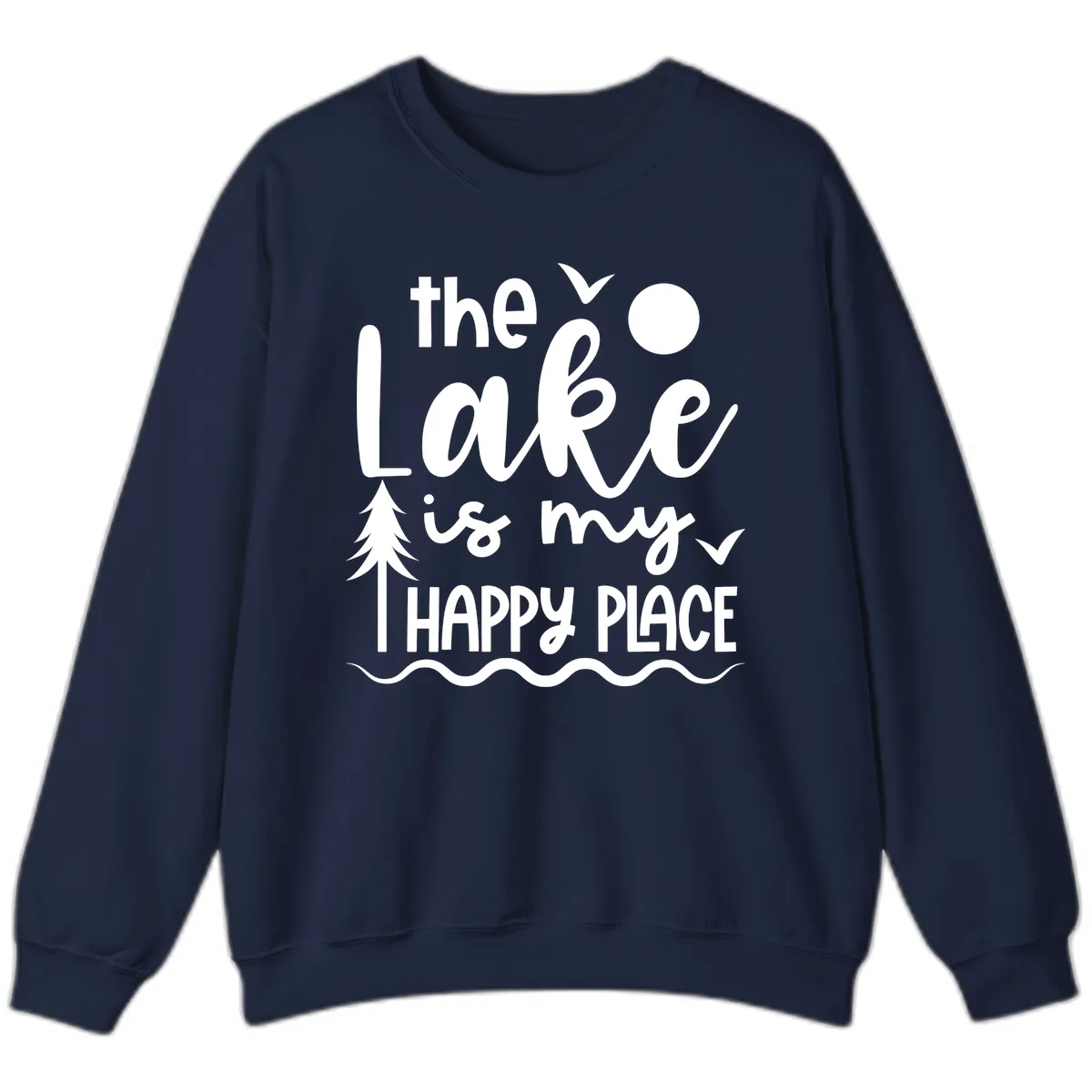 The Lake Is My Happy Place Design Sweatshirt in Navy