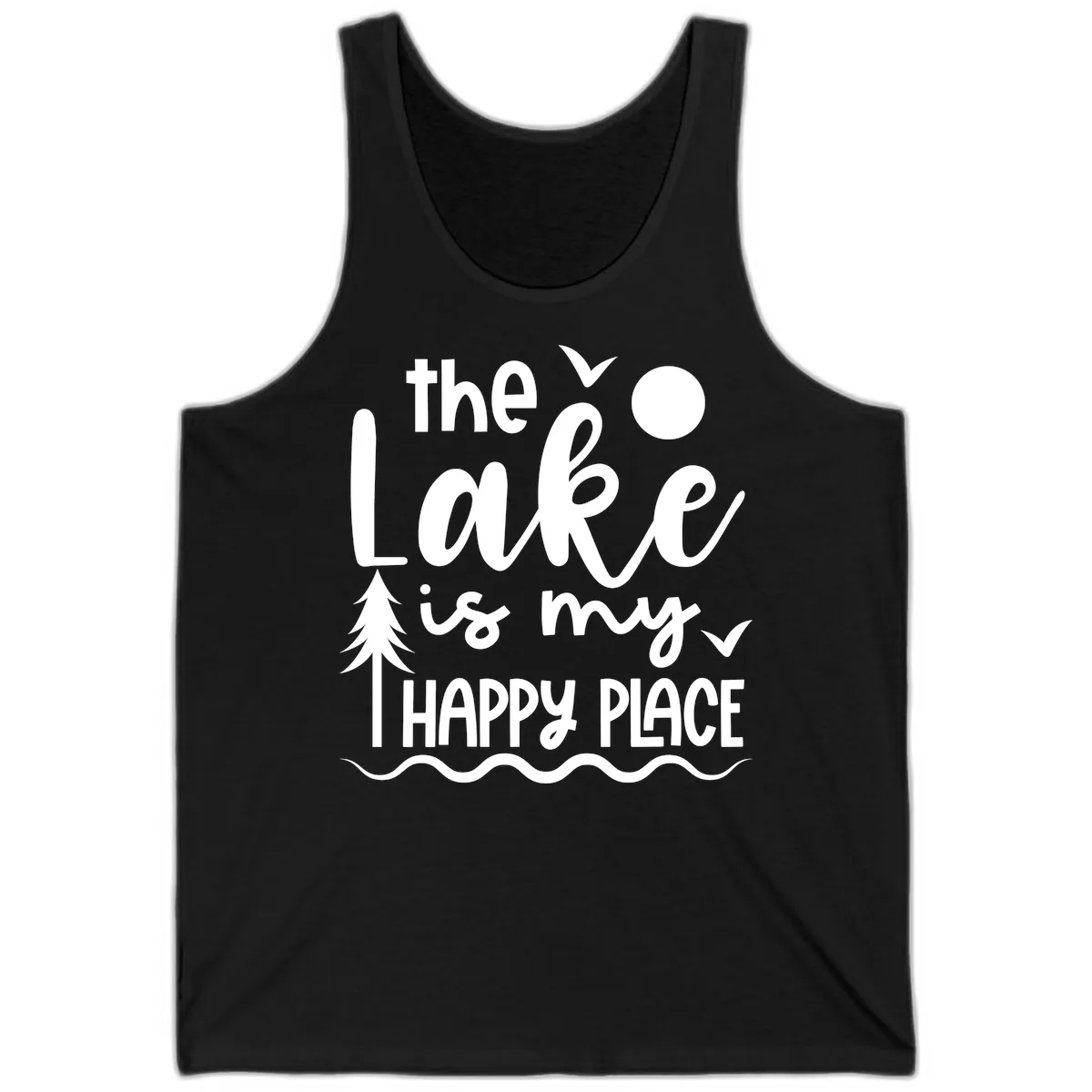 The Lake Is My Happy Place Design Tank in Black