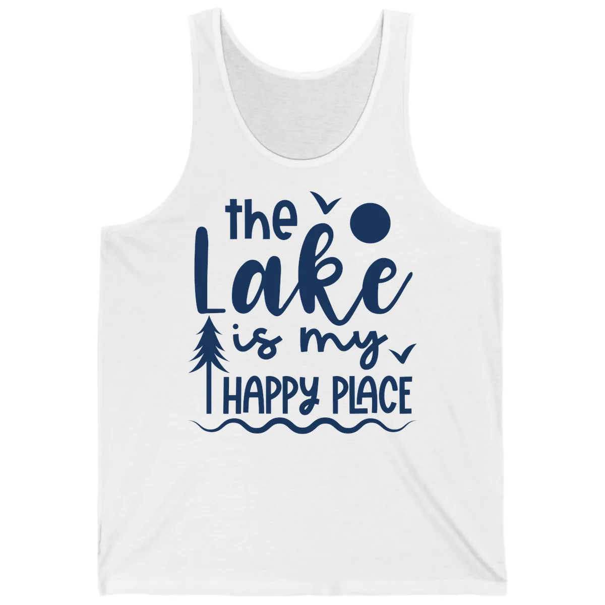 The Lake Is My Happy Place Design Tank in White