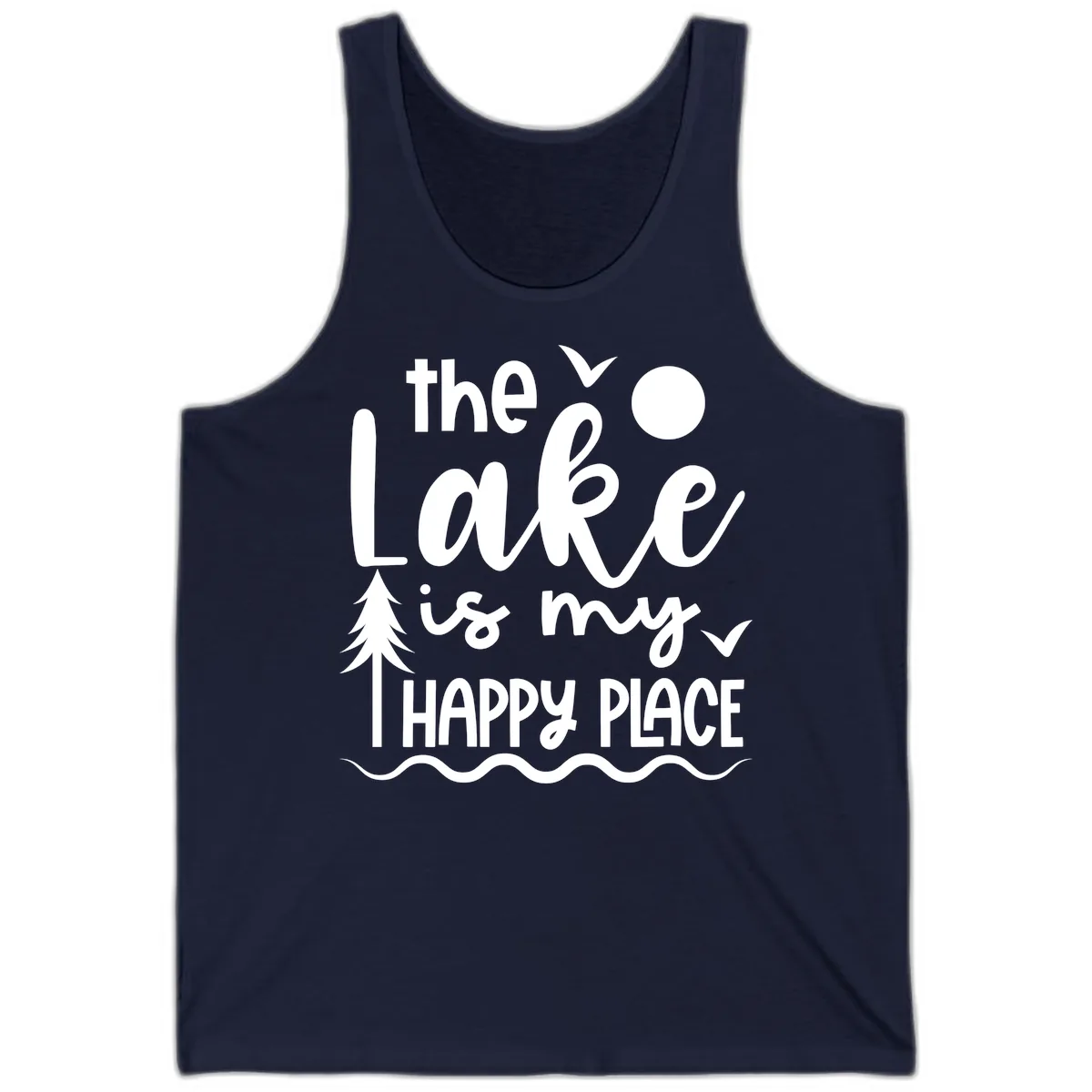 The Lake Is My Happy Place Design Tank in Navy