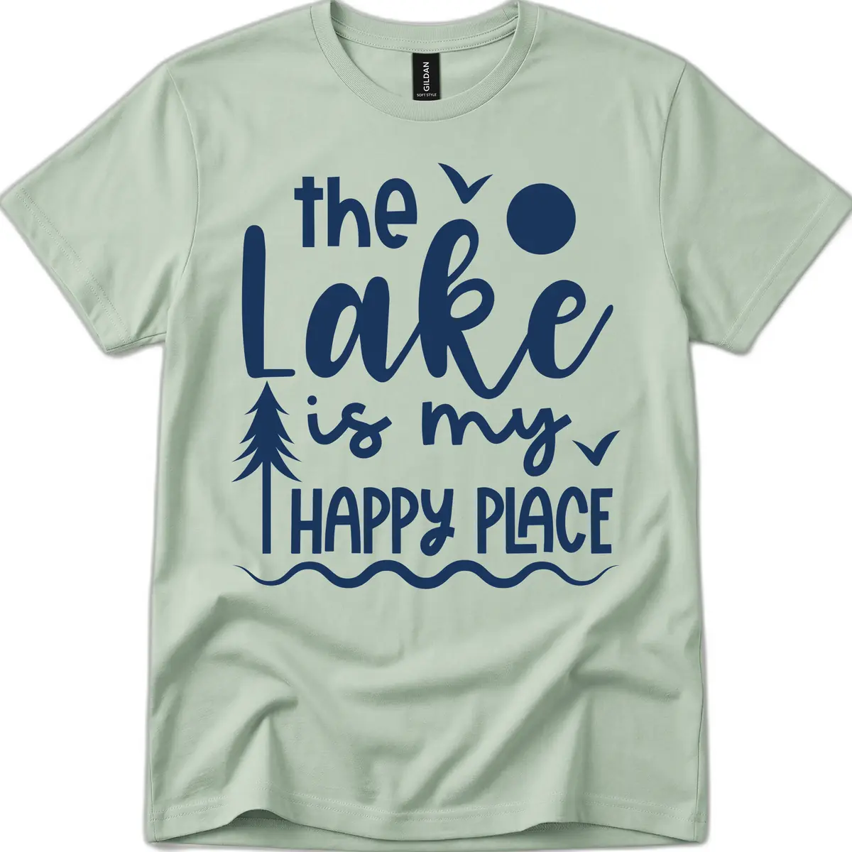 The Lake Is My Happy Place Design T-Shirt in Sage
