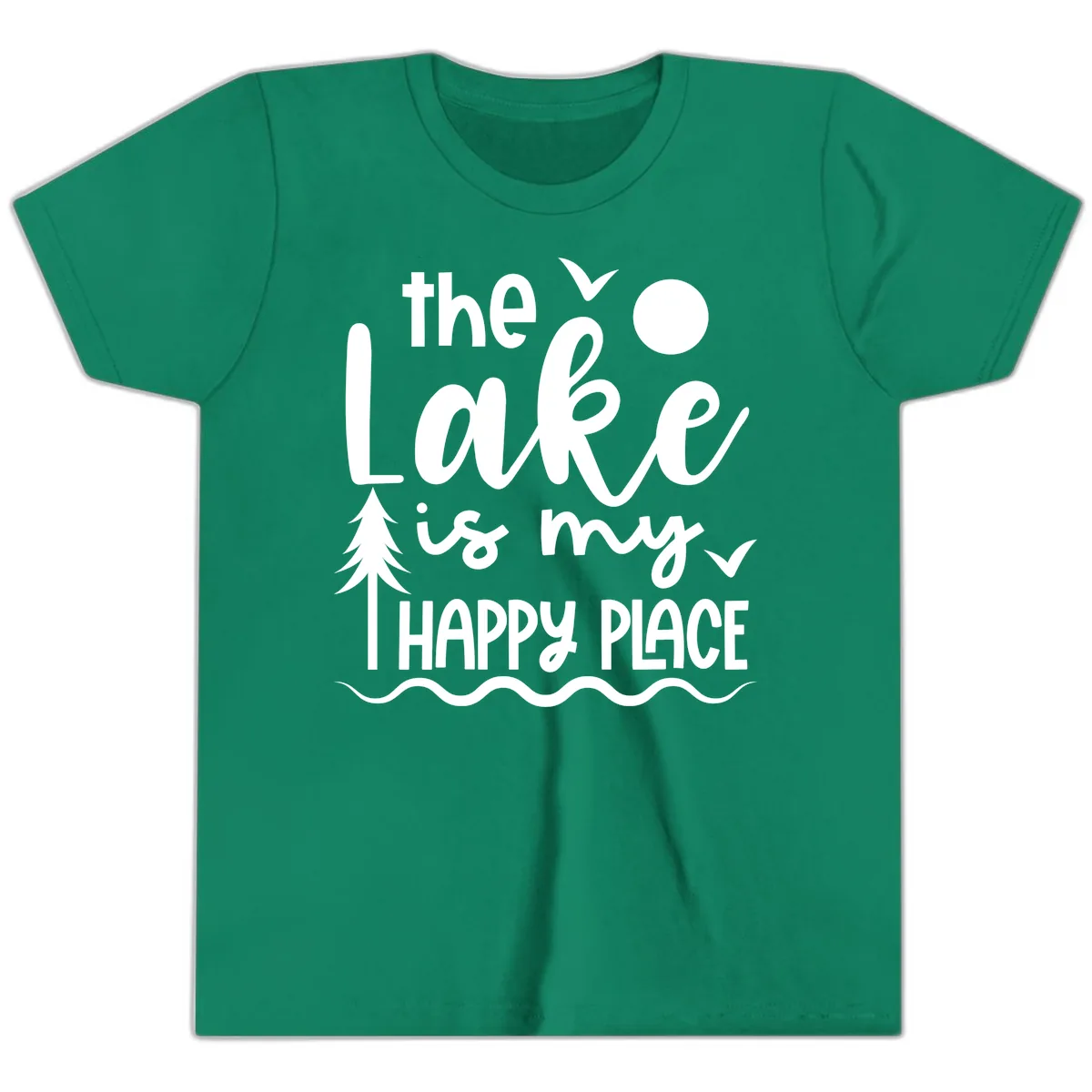 The Lake Is My Happy Place Design Youth T-Shirt in Kelly