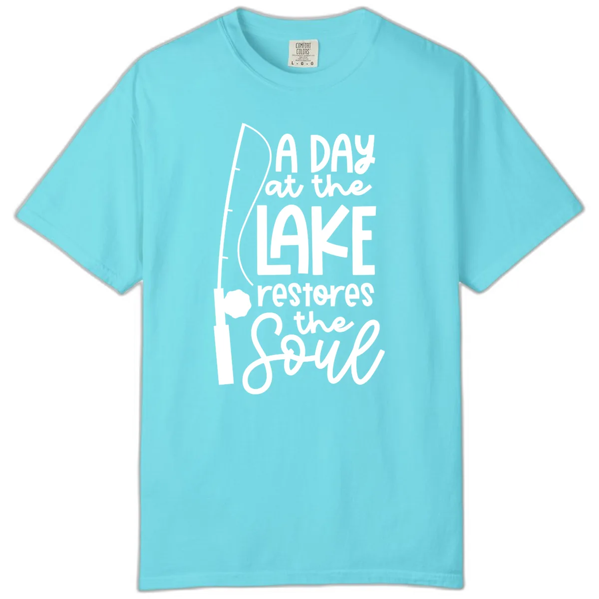 A Day at the Lake Restores the Soul Comfort Color in Lagoon Blue