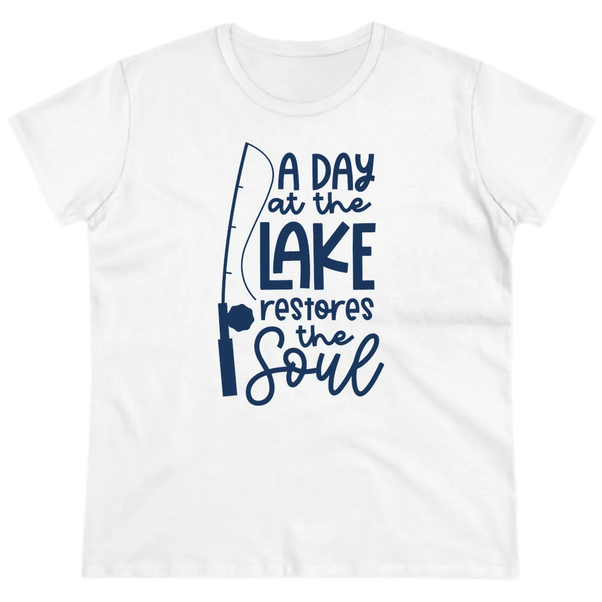 A Day at the Lake Restores the Soul Ladies Tee in White