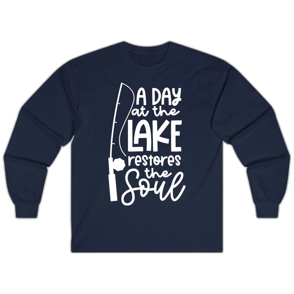 A Day at the Lake Restores the Soul Long Sleeve in Navy