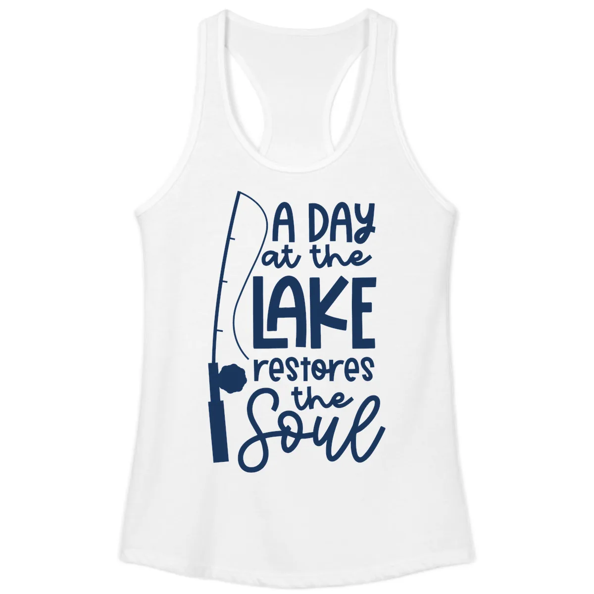 A Day at the Lake Restores the Soul Ladies Tank in White