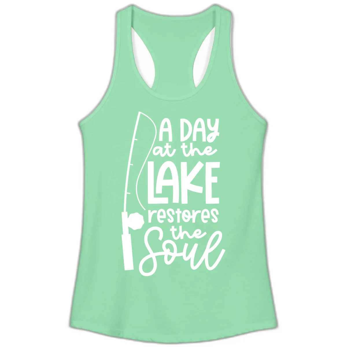 A Day at the Lake Restores the Soul Ladies Tank in Solid Mint
